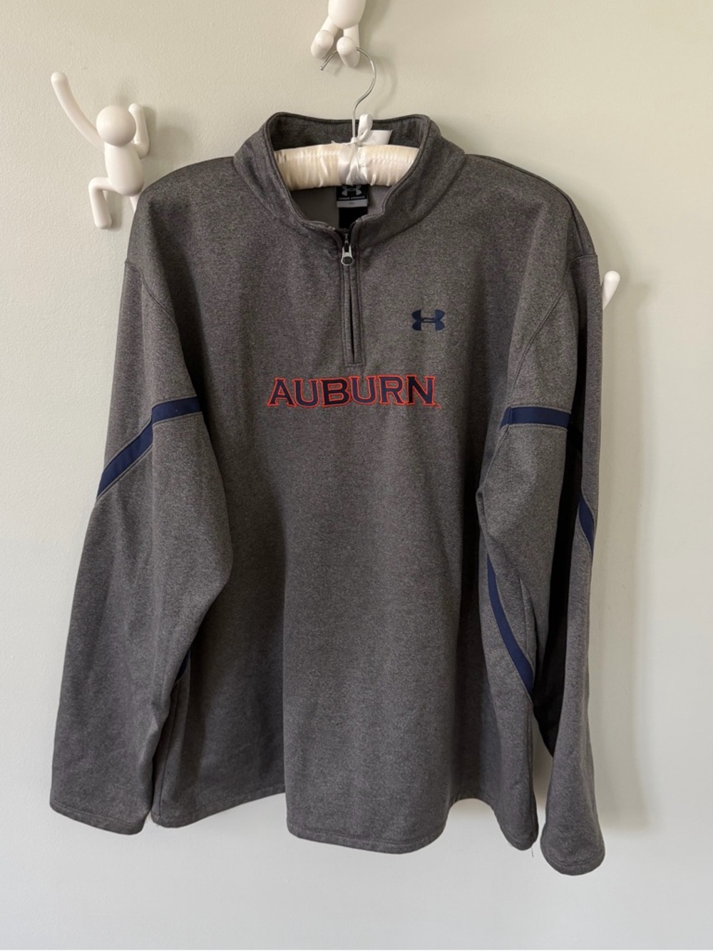 Under Armour Auburn War Eagle Embroidered Gray 1/4 Zip Pullover XXL